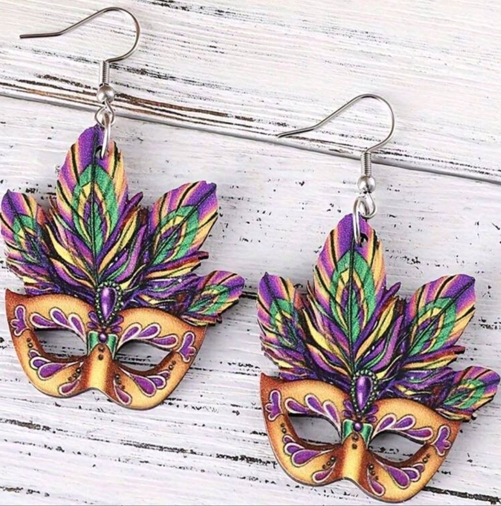 Multi-Color Mask Dangle Earrings - Picture 2 of 4